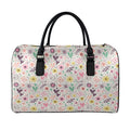 Girly Heart And Flower Pattern Print Leather Duffel Bag
