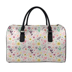 Girly Heart And Flower Pattern Print Leather Duffle Bag