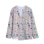 Girly Heart And Flower Pattern Print Long Sleeve Short Coat