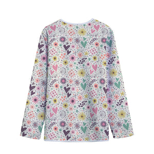 Girly Heart And Flower Pattern Print Long Sleeve Short Coat