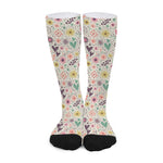 Girly Heart And Flower Pattern Print Long Socks