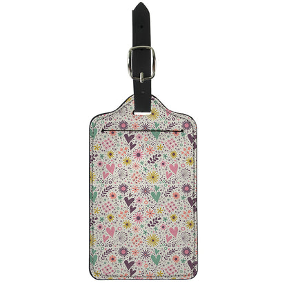 Girly Heart And Flower Pattern Print Luggage Tag