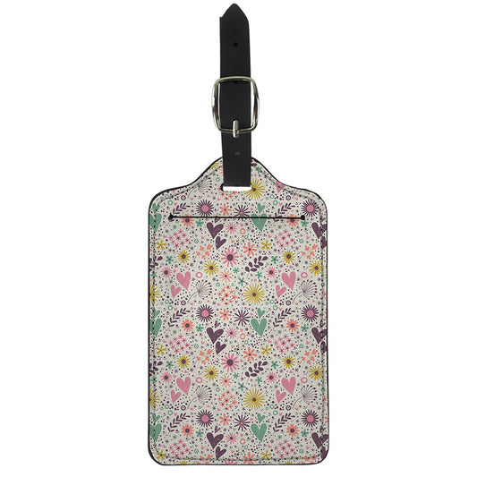 Girly Heart And Flower Pattern Print Luggage Tag