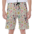 Girly Heart And Flower Pattern Print Men's Beach Shorts
