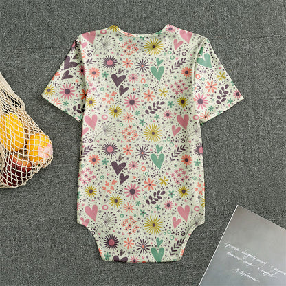 Girly Heart And Flower Pattern Print Men's Bodysuit