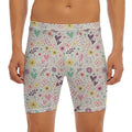 Girly Heart And Flower Pattern Print Men's Long Boxer Briefs