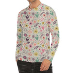 Girly Heart And Flower Pattern Print Men's Long Sleeve Rash Guard