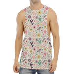 Girly Heart And Flower Pattern Print Men's Muscle Tank Top