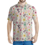 Girly Heart And Flower Pattern Print Men's Polo Shirt