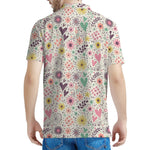 Girly Heart And Flower Pattern Print Men's Polo Shirt