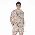 Girly Heart And Flower Pattern Print Men's Romper
