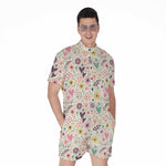 Girly Heart And Flower Pattern Print Men's Rompers