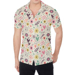 Girly Heart And Flower Pattern Print Men's Shirt