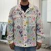 Girly Heart And Flower Pattern Print Men's Shirt Jacket