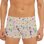 Girly Heart And Flower Pattern Print Men's Short Boxer Briefs