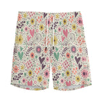 Girly Heart And Flower Pattern Print Men's Sports Shorts