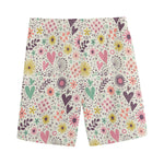 Girly Heart And Flower Pattern Print Men's Sports Shorts