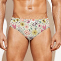 Girly Heart And Flower Pattern Print Men's Swim Briefs