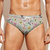 Girly Heart And Flower Pattern Print Men's Swim Briefs