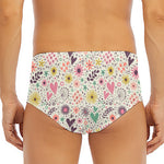 Girly Heart And Flower Pattern Print Men's Triangle Swim Briefs