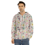 Girly Heart And Flower Pattern Print Men's Velvet Pullover Hoodie