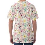 Girly Heart And Flower Pattern Print Men's Velvet T-Shirt