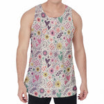 Girly Heart And Flower Pattern Print Men's Velvet Tank Top