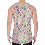 Girly Heart And Flower Pattern Print Men's Velvet Tank Top