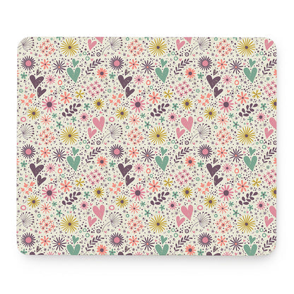 Girly Heart And Flower Pattern Print Mouse Pad