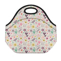 Girly Heart And Flower Pattern Print Neoprene Lunch Bag