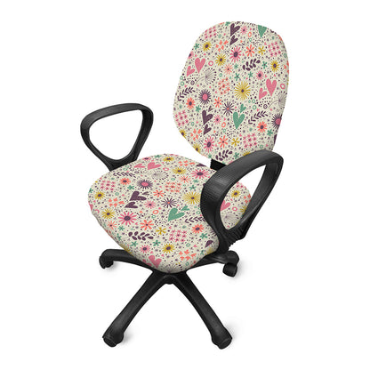 Girly Heart And Flower Pattern Print Office Chair Cover