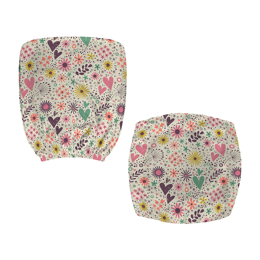 Girly Heart And Flower Pattern Print Office Chair Cover