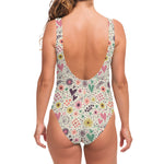 Girly Heart And Flower Pattern Print One Piece Swimsuit
