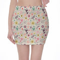 Girly Heart And Flower Pattern Print Pencil Mini Skirt