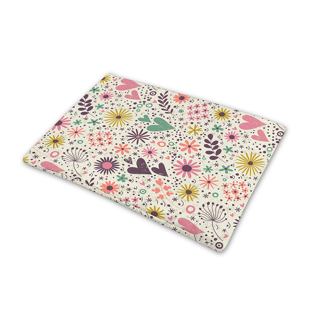 Girly Heart And Flower Pattern Print Pet Cooling Mat Cover