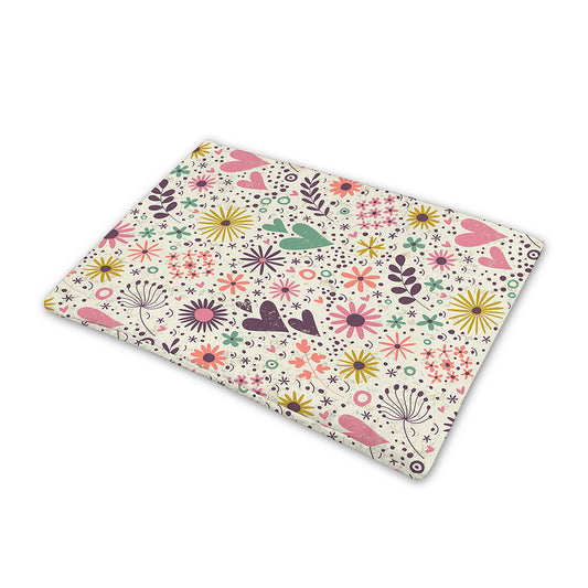 Girly Heart And Flower Pattern Print Pet Cooling Mat Cover