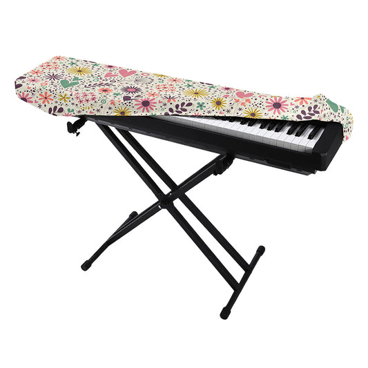 Girly Heart And Flower Pattern Print Piano Keyboard Cover