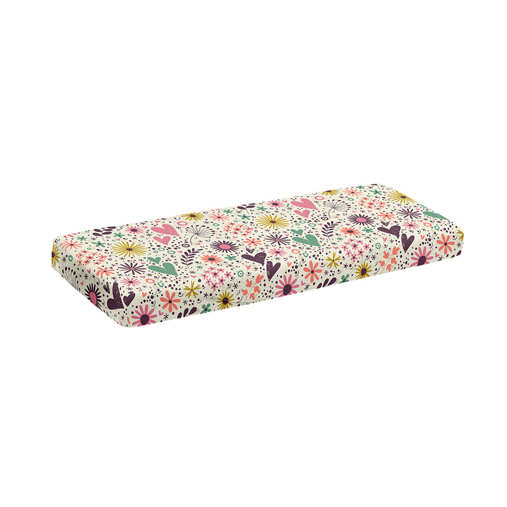 Girly Heart And Flower Pattern Print Piano Keyboard Cover