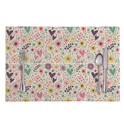 Girly Heart And Flower Pattern Print Placemat