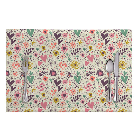 Girly Heart And Flower Pattern Print Placemat