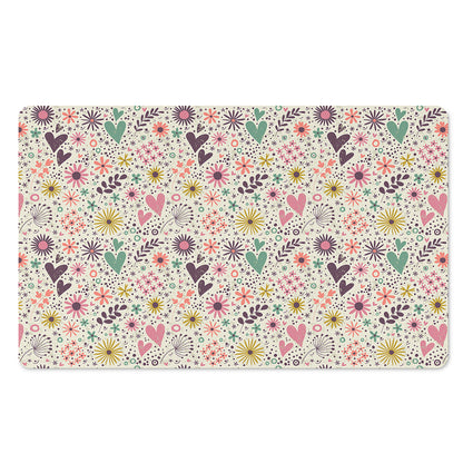 Girly Heart And Flower Pattern Print Polyester Doormat