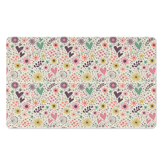 Girly Heart And Flower Pattern Print Polyester Doormat