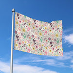 Girly Heart And Flower Pattern Print Polyester Flag