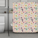 Girly Heart And Flower Pattern Print Polyester Shower Curtain