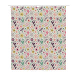 Girly Heart And Flower Pattern Print Polyester Shower Curtain