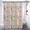 Girly Heart And Flower Pattern Print Premium Shower Curtain