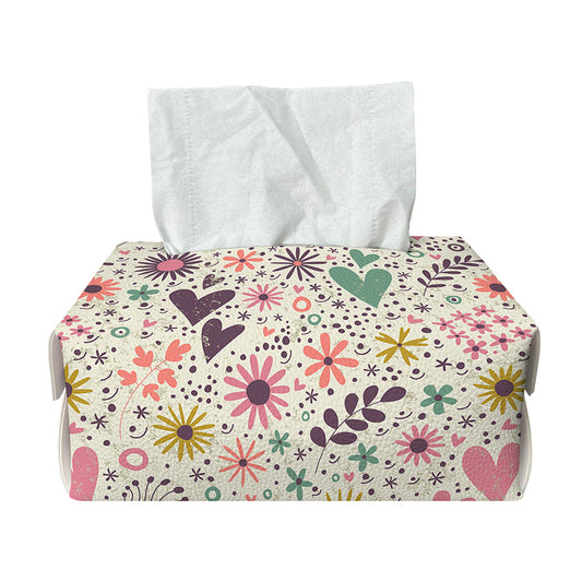 Girly Heart And Flower Pattern Print Rectangle Tissue Box Cover