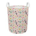 Girly Heart And Flower Pattern Print Round Laundry Basket