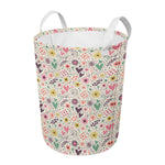 Girly Heart And Flower Pattern Print Round Laundry Basket