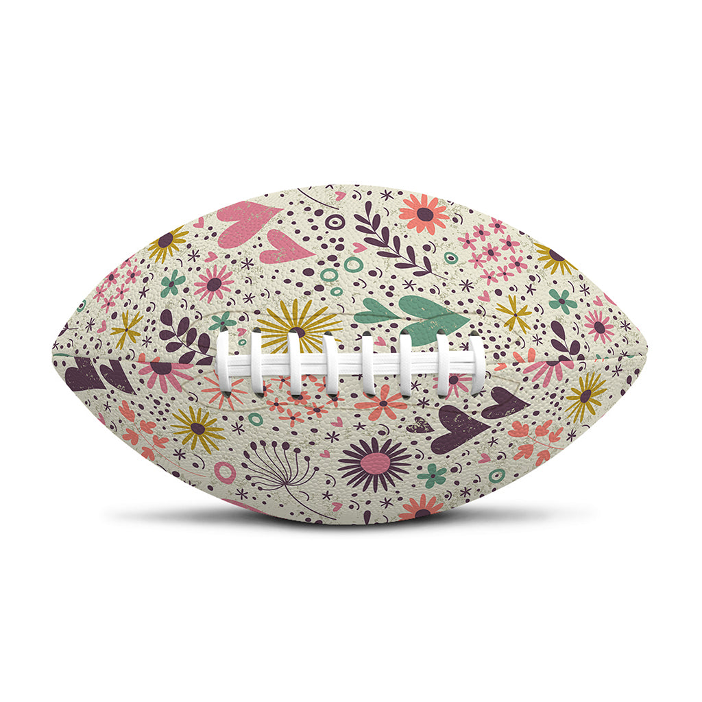 Girly Heart And Flower Pattern Print Rugby Ball